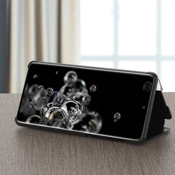 Okna Pogled Jasno, Mirror, Flip Case Za Samsung Galaxy Note 20 20 Ultra 5G Usnje Primerih Pravi Pametni Čip Stojalo Usnja Kritju