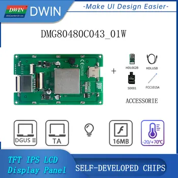 DWIN 4.3 Palčni HMI TFT Zaslon na Dotik Plošče 800*480 pik, IPS LCD Moduli Smart UART Tekočimi Kristali za Arduino/Maline/ESP32