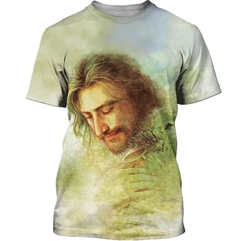 Poletje 2022 Moda Priložnostne Ulične Harajuku Bog Grafični moška Majica Vrhovi Verske Jezusa Kristusa 3D Tiskanja moška T-Shirt majica