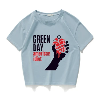 Znane zasedbe Green Day ženske vrhovi Bombaž tshirt Športna majica s kratkimi rokavi ženske O-vratu vse-tekmo poljščin vrh Poletje svoboden vrh ženske