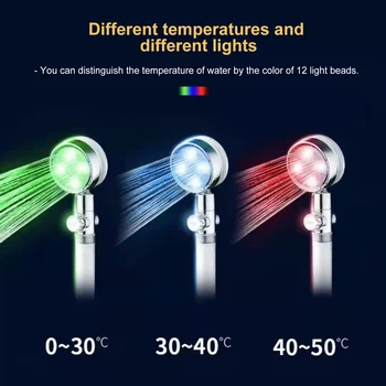 LED Anion Spa Tuš Glavo 3/7 Barva Spreminja, Nadzor Temperature Kopalnica Visokim Tlakom za Varčevanje z Vodo Roko Tuš Glavo