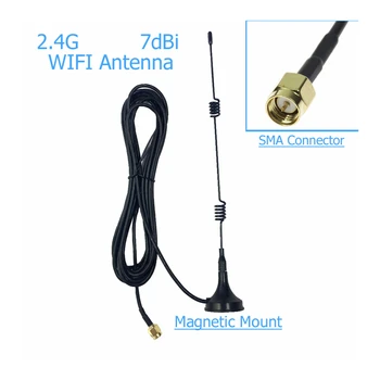 1PCS Wifi WLAN 5 X Območju Booster SMA 2,4 GHz 7DBI Brezžične Antene Extender+Base Omni-Directional Antena