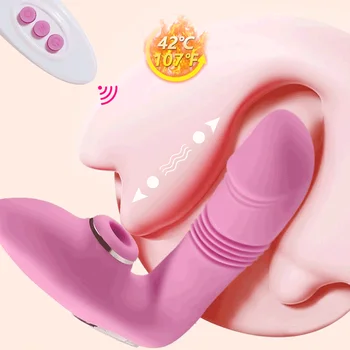 Nosljivi Sesanju Vibrator Ogrevanje Vagine, Klitoris Stimulator Daljinski upravljalnik Teleskopsko Dildo, Vibrator za Odrasle Sex Igrače za Ženske