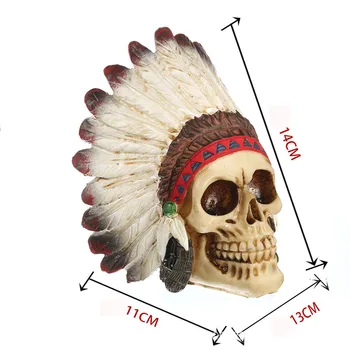 HeyMamba Smolo Plemenski Voditelj Mohawk Človeške Lobanje Glavo Model Indijski Bojevnik Lobanje Kip, Kiparstvo Film Rekviziti