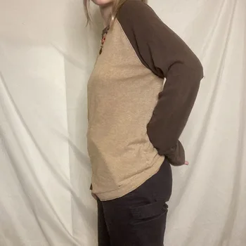 Y2k ženski Puloverji Priložnostne Dolg Rokav Svoboden T-shirt Moda Kontrast Barve Raglan Krog Vratu Puloverju Vrhovi Sweatshirts