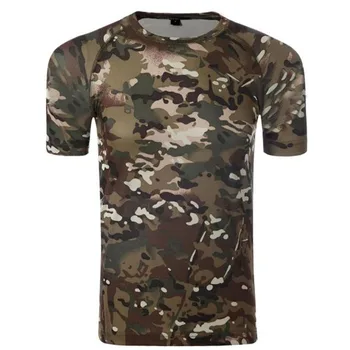 Prikrivanje Majica Quick Dry Dihanje Nogavice Vojske Taktično T-shirt Mens Stiskanje T Shirt Fitnes Poletje Bodybulding
