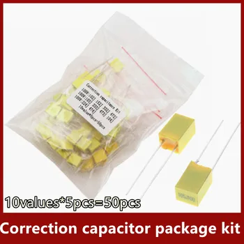 10values*5pcs=50pcs Popravek kondenzator paket komplet Polipropilen Varnost Plastični Film Kondenzator Kit 1nF-0.47 uF Set