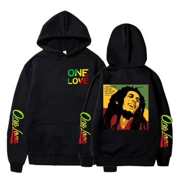 Rapper Bob Marley Hoodies Tiskanja Legenda Reggae Ena Ljubezen Hoody Gothic Zgornji Del Trenirke Moški Ženske Fashion Majica Prevelik Pulover S Kapuco
