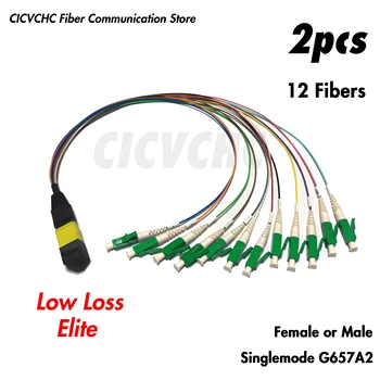 2pcs 12Fibers MPO/APC - LC/APC-Pas kabel-SM G657A2-0.35 m 0,9 mm barvne cev-Moški/Ženske