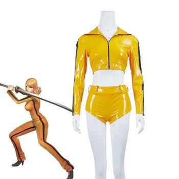 Kostum Cosplay Anak Laki-laki Beatrix Kill Bill Nevesta pu Jaket Kung Fu untuk Wanita Kostum Karnaval Halloween Mardi Gras
