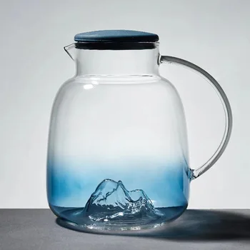 Modra Gradient Kul grelnik vode Visoka Borosilicate Stekla visoke zmogljivosti Sneg Gorskih Čajnik Gospodinjski Sok Hladno grelnik vode Drinkware Set