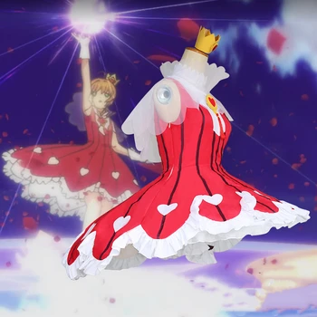 Anime Sakura Jasno, Sim Card Captor Sakura OP2 Srce Rose Gamble bo Ustrezala Cosplay Kostum Poletje obleko Sakura Lasulje Pokrov nastavka za bliskavico