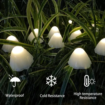 Na prostem Sončne Mushroom Vrt Niz Luči 8 Načini LED Vrtne Svetilke, IP65 Vodotesen Garland Krajine Dekoracijo za Dvorišče Pot