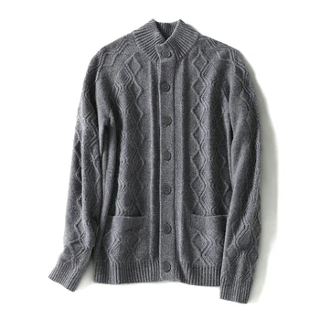 SHUCHAN Moških Debele Zimske Kašmir Sweatercoat Anglija Slog Poslovnih Jeseni in Pozimi beloprsi Singl O-Vratu
