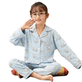 Kawaii Sanrioed Otroci Pižame Kuromi Cinnamoroll Melodijo Anime Risanke Fantje Dekleta Domov More Otroška Oblačila Sleepwear Darilo