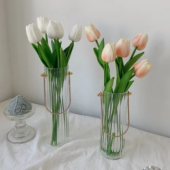 5PCS Tulipanov DIY Venec PU Umetnega Cvet Garland Pravi Dotik Šopek Ponaredek Cvetje Za Poroko Dekor Pomlad Stranka Domov Dobave