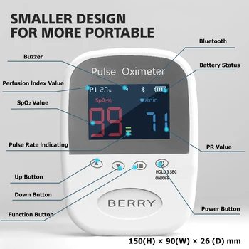Berry BM1000A-1 Veterinarski Monitor Ljubljenčki, Uporaba Bluetooth Impulz Oximeter SPO2 srčni Utrip Srčni utrip Kisik Nasičenost Pet Monitor
