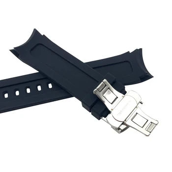 24 mm Gume Watchband Ukrivljen Koncu Trak Za Tissot T035 Watch Band Metulj sponka Zapestnega Traku