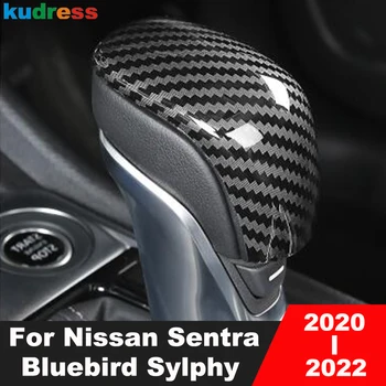Za Nissan Sentra Bluebird Sylphy 2020 2021 2022 Ogljikovih Vlaken Avto Notranje Zadeve Prestavna Glavo Ročaja Pokrova Trim Nalepke, Dodatki