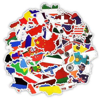 50PCS Nacionalno Zastavo Zemljevid Nalepke Igrača Evropa Azija Severna Amerika Južna Amerika Oceanija Prtljage Kolo, motorno kolo, Računalnik Decal