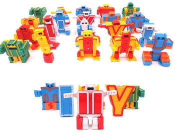 26pcs angleški Pismo roboti Deformacije Abeceda Preoblikovanje roboti Puzzle Sestaviti Robot Izobraževalne otroci učijo angleščino