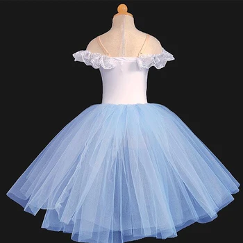 Dekleta Romantično Balerina Modra Balet TUTU Obleko Otrok, Swan Lake Dolgo Ples Obleko Kostume Otroci Teen Koncert Balet Oblačila
