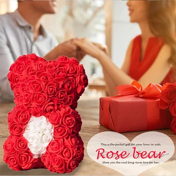 25 cm/40 cm Big Bear Valentinovo Umetno Rose Cvet Nosi Božično Dekoracijo za Punco, Mamo Rose Darila