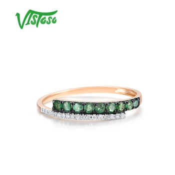 VISTOSO Resnično 14K 585 Rose Gold Ring Za Ženske Peneče Diamant Smaragdno Preprost Stackable Občutljivo Lep Modni Nakit Elegantna
