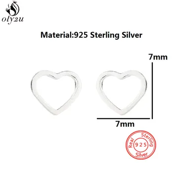 Pravi 925 Sterling Srebro Geometrijske Stud Uhani Za Ženske Vsakdanje Nakit Mala Srce Krog Strele Earing Prešitih Darila