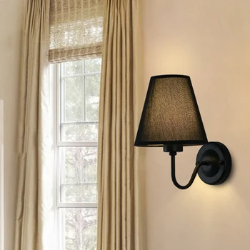 Kuhinja soba dekor stenska svetilka je retro preprost stil okova E27 tkanine lampshade na voljo LED žarnice spalnica postelji svetilko