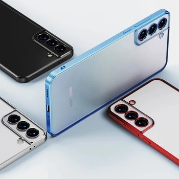 Luksuzni Kvadratnih Motnega Primeru Telefon za Samsung Galaxy S22 Ultra S21 Plus S21FE Galvanizacijo Mehki Silikonski Pregleden Prahu Kritje