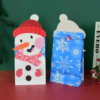 24Pcs Božično Darilo Vrečko Embalaže Z Nalepko Božič Santa Snjegović Elk Candy Bag Xmas Party Dekoracijo Novo Leto Navidad