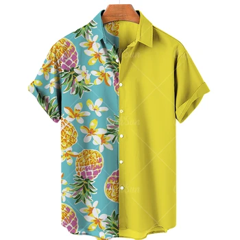 Poletne moške Hawaiian majica etnične kratka sleeved natisne majica, tunika suknjič svoboden priložnostne srajco Camisas Par Hombre etnične slog