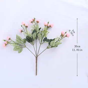Bela mini svile dvignila umetno cvetje za poroko dekoracijo nevesta ponaredek šopek rož diy home decor art pribor za vazo