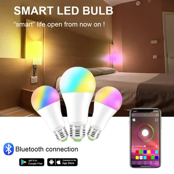 E27 B22 LED Bluetooth Smart Žarnica Svetlobo 110V 220V 15W Uporablja za IOS/Android RGB bela / Topla Bela RGB Svetilka za Domačo Dekoracijo