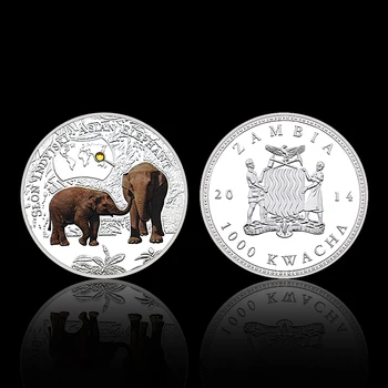 12pcs Redkih Živali srebrnik Nastavite Zambija 1000 Kwacha Kovanec Spominsko Medaljo V Kapsulo Darilo za Ljubitelje Živali
