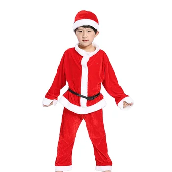 Otroke božič Božiček Kostum Baby Toddler Red Xmas Obleko Stranka Rdeča Obleka Komplet za Otroke Novo Leto, Santa Claus Set