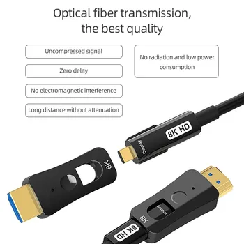 Tubeable Optični Kabel Micro HDMI na HDMI je združljiv 2.1 Kabel 8K@60Hz 4K@120Hz HDR 48Gbps 30 m 50 m 70m za Xbox PS5 Fotoaparati