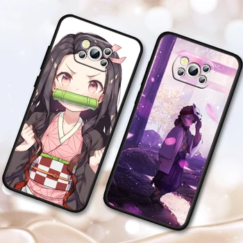 Anime Umetnosti Demon Slayer Primeru Telefon Za Xiaomi Mi Poco X4 X3 NFC F3 F4 GT M4 M3 M2 F2 Pro C3 5G Fundas Mehko TPU Črni Pokrov