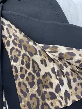 2022 jesen in zimo, novo vse-volna svila leopard print natisne krpo dolg suknjič