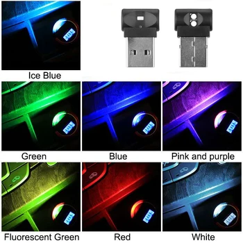 1pcs Notranjost Avtomobila Mini USB Lučka LED Modeliranje Avto Okoljske Svetlobe Neon Notranje Svetlobe Avto, Nakit, 7 vrst svetlobnih Polno Barvnih
