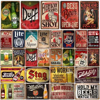Kovinski Pivo Plaketo Letnik Objave Kovinski Znak Tin Prijavite Kovinsko Ploščo Wall Art Dekor Plošče za Bar Pub Klub Človek Jama Dekorativni