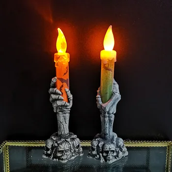 Halloween LED Sveča Grozo Okostje Duha Holding Sveča, Luč Halloween Dekoracijo Doma Haunted House Bar Dobave