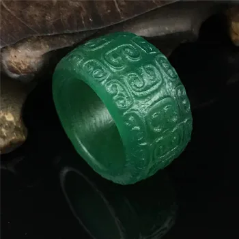Green jade obroči rumena agate ročno izrezljane jade obroč moški ženske jade blagovne znamke nakit prstan
