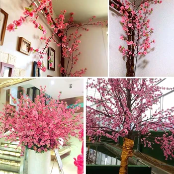 125 cm Umetno Češnja Pomlad Slive Breskov Cvet Veje Svile Cvet Drevo za svate, Dekoracijo Doma Cvetje Dogovoru