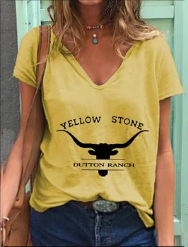 Yellowstone Dutton Ranču, T-Majice ženska Moda in Ženske Bombaža T-Srajce Žensk Vrhovi Kratkimi Rokavi T-Majice Yellowstone T-Majice Seksi