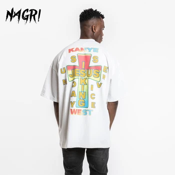 NAGRI 2020 Majica s kratkimi rokavi Moški Kanye Jezus Je Kralj t-shirt Kreativna Zasnova Retro Križ Hip Hop Homme Vrhovi Tees