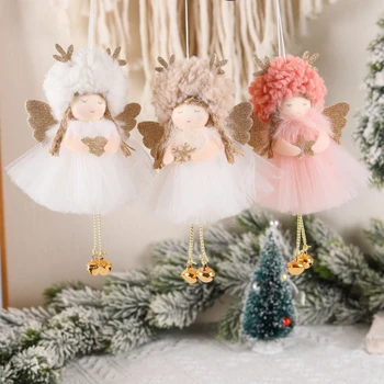 2023 novo Božično drevo za obešanje pribor plišastih gaza krilo angela obesek srčkan lutka dekle darilo navidad 2022