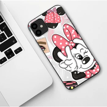 Disney Moda Risanka Mickey Mouse Silikonsko Ohišje za iPhone 14 Plus 13 12 Mini 11 14 Pro X XR XS Max 8 7 6S 6 Plus SE 2020 5S 5