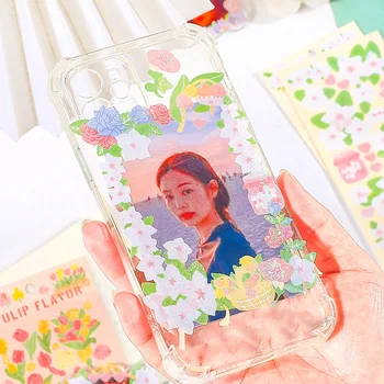 Korejski Ins Barvit Cvet Temo Goo Kartica Nalepke DIY Album Primeru Mobilni Telefon Dnevnik Zvezda Ima Darilo Dekoracijo
